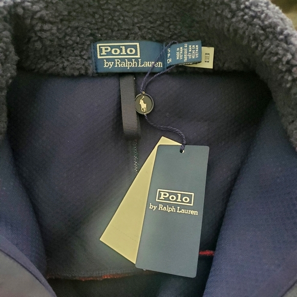 Polo Ralph Lauren Fair Isle Motif Bonded Fleece Jacket in Cruise Navy Snowflake - Picture 9 of 9